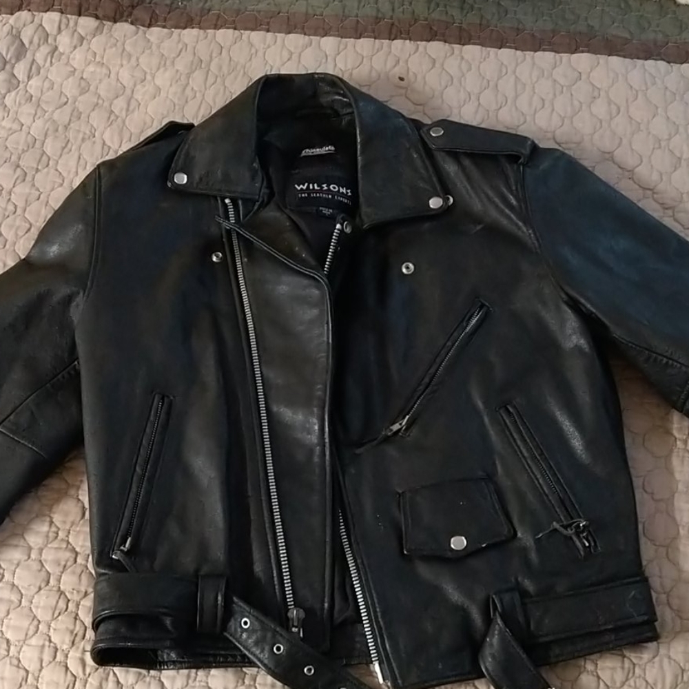 Men's vintage leather biker jacket